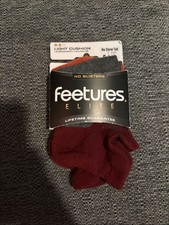NWT Feetures elite light cushion No-Show tab Socks in maroon / Gray / Orange
