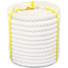 Twisted Cotton Rope 1 Inch X 50 Feet 4-Strands Natural Soft White - for Crafts