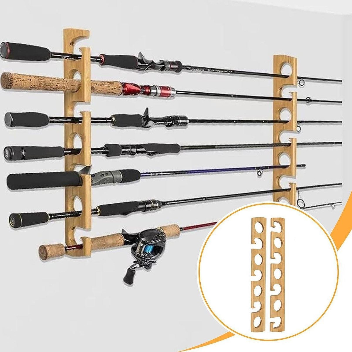 Pieces Fishing Rod Racks Wood Storage Organizer for Men Home Fly