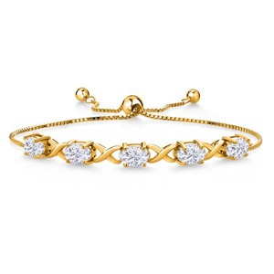 Authentic 2-6 Cttw Oval 5-Stone Infinity Bracelet For Women | 18K Yellow Gold Plated