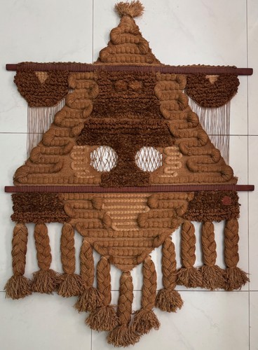 1989 Bohemian Macrame Textile I.C.A. Cactus Wall Hanging Style of Don Freedman For Sale at
