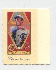 JOHNNY EVERS SCARCE HELMAR STAMP BASEBALL CARD WITH UNCUT TAB