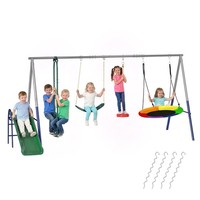 Schaukelgestell 5 In 1 HöHenverstellbar Kinderschaukel Mit Rutsche Nestschaukel