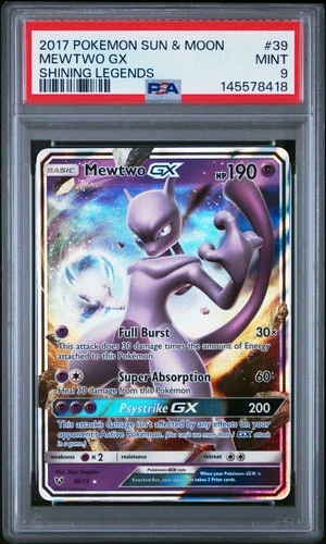 2017 POKEMON SUN & MOON SHINING LEGENDS #39 MEWTWO GX PSA 9