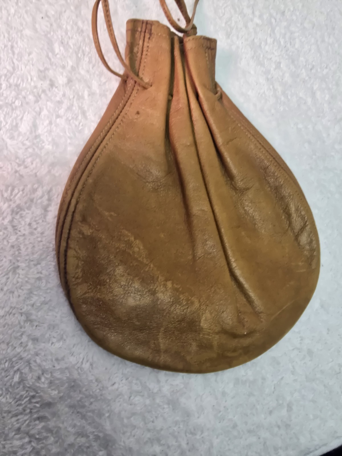 VTG Halston Brown Leather Drawstring Satchel - image 11