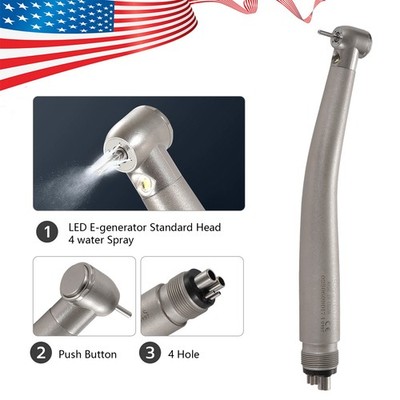 Dental Fiber Optic LED E-generator Handpiece Standard Head 4 Way Sprays 4 Holes