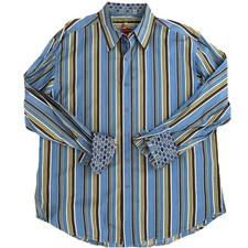 Robert Graham Button Up Shirt Mens 2XL Striped Long Sleeve Paisley Flip Cuffs