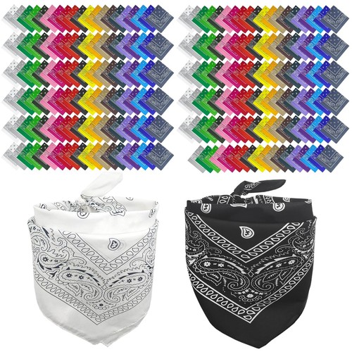 240 Pcs Bandanas For Men Women Colored Paisley Print Vintage Hair Bandanas Bu...