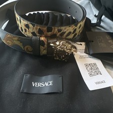 Versace Animal Print Multicolor Gold-Tone Medusa Buckle Men's Designer Belt