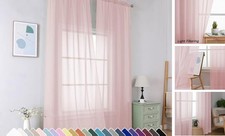 Sheer Curtains 96 Inches Long, Light Filtering 42"W x 96"L Pack of 2 Blush