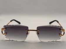 Cartier Big C Decor Frameless Diamond Cut Gradient Grey Lens/Gold Frame