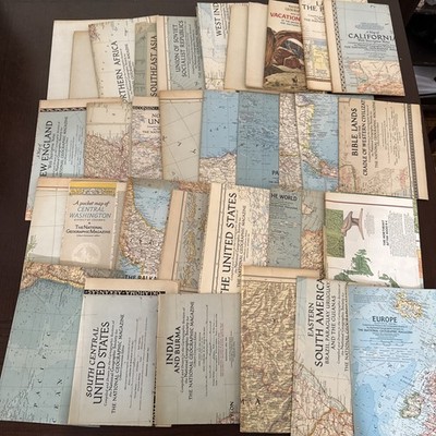 National Geographic 33 Maps From 1930 s - 1950s Great Condition
