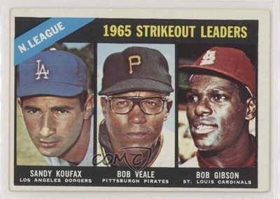 1966 Topps League Leaders Sandy Koufax Bob Veale Bob Gibson #225 HOF z6d