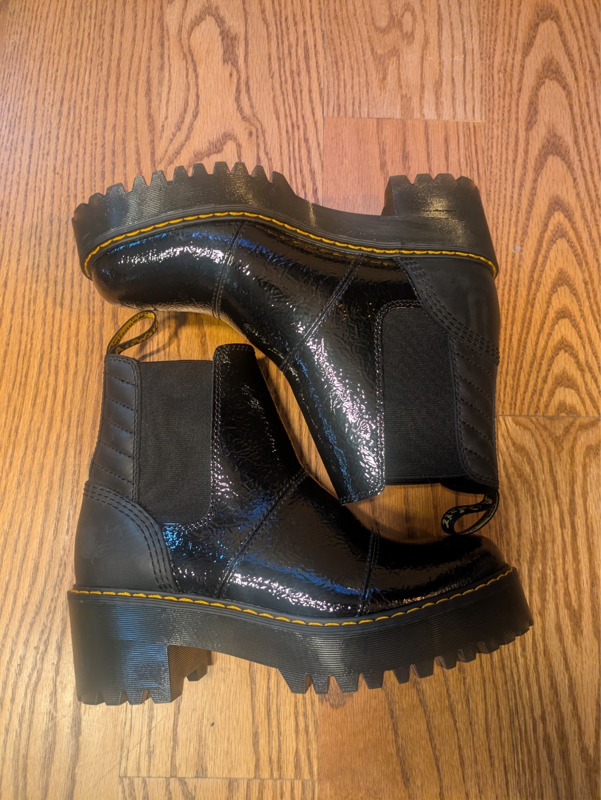 Dr. Doc Martens Patent Leather Black Chelsea Slip On Boots Women's Size 8 thumbnail 7