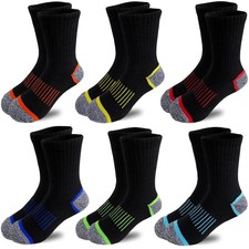 JAMEGIO 6 Pairs Boys' Cotton Crew Socks,Sock for Boys Age 3-10,Comfortable St...