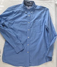 Tommy Hilfiger Men's Blue Solid Long Sleeve Button-Down Shirt w/ Pockets, L/G