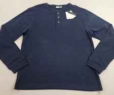 ONIA Adult Mens Shirt Top waffle knit henley MTS24-01 deep navy XL $75