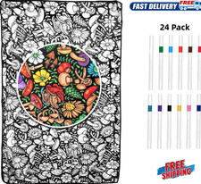 DIY Coloring Blanket 43x55 With 24 Color Pens For Kids Adult Painting Home Decor