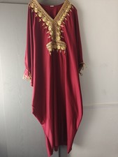 Moroccan-style kaftan abaya cape dress gold embroidery around the neckline
