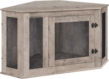 Corner Dog Crate Furniture, Wooden Dog Kennel End Table, Decorative Pet Crate In