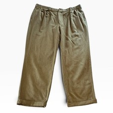 Orvis Pleated Wool Trousers Mens 40 x 29 Olive Green Made in USA Cuffed EUC