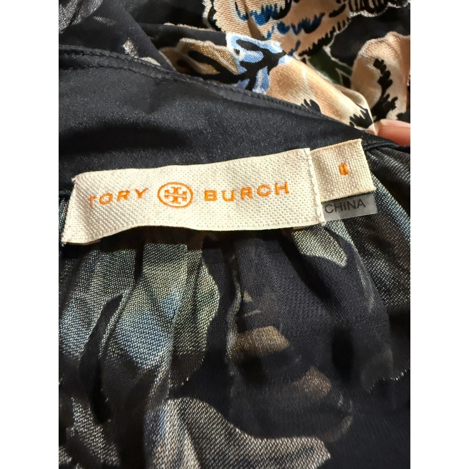Blusa Tory Burch Botánica Estampado Floral Mezcla de Seda Transparente Talla 0 Foto 4 de 4