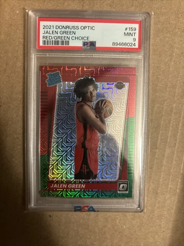 2021-22 Donruss Optic Jalen Green Rated Rookie Choice Red & Green PSA 9 RC #159