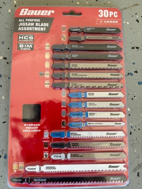 Bauer 30pc All Purpose Jigsaw Blade Set HCS BIM Cuts Wood Metal Aluminum