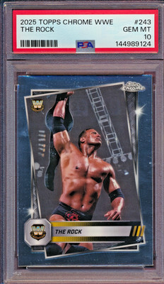 The Rock 2025 Topps Chrome WWE Variation #243 PSA 10 SSP SP