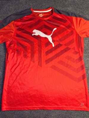 PUMA Sport Lifestyle Tee Shirt Mens 2XL Red Graphic Logo Athletic Wear Crew Neck