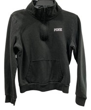 Victorias Secret Pink Quarter Zip Pullover Sweatshirt S Black Casual Athleisure