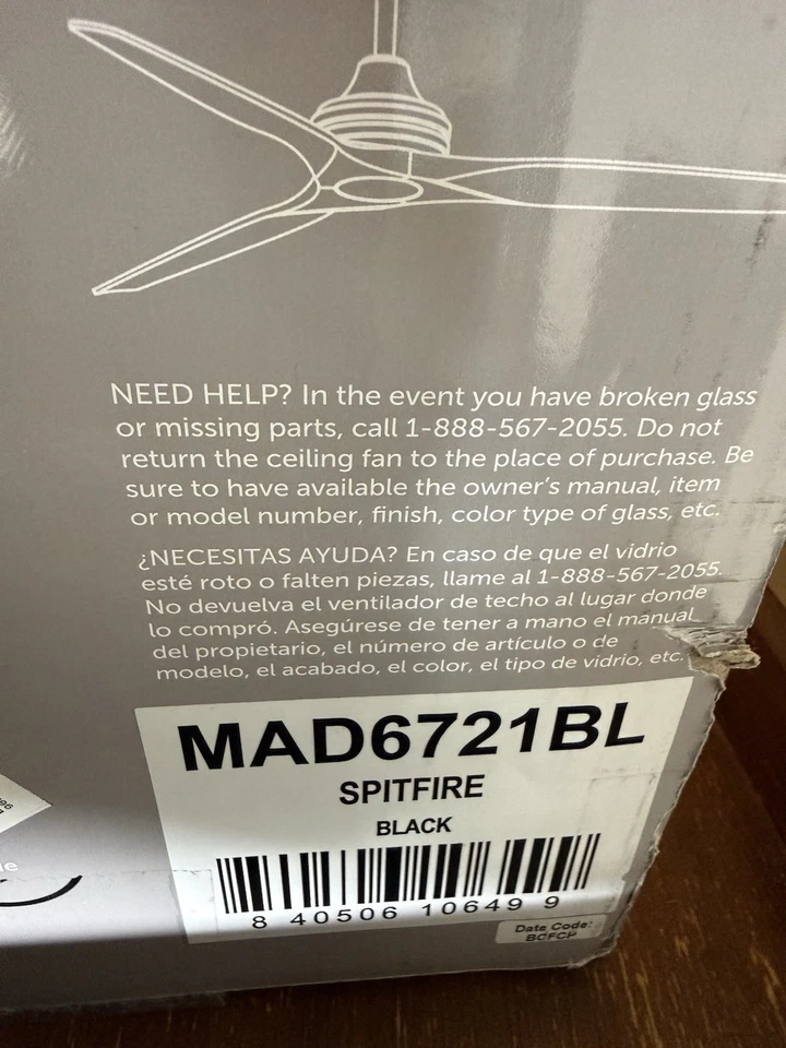 Fanimation Spitfire (Motor only), Black - MA6721BBL Brand New - Image 3 of 3