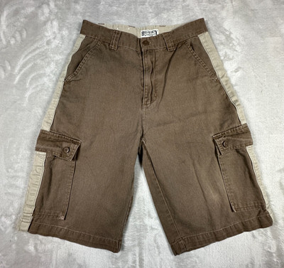 Vintage 90s Bugle Boy Boys 14R 27W Mens XS Khaki Brown Cargo Shorts Skater Style