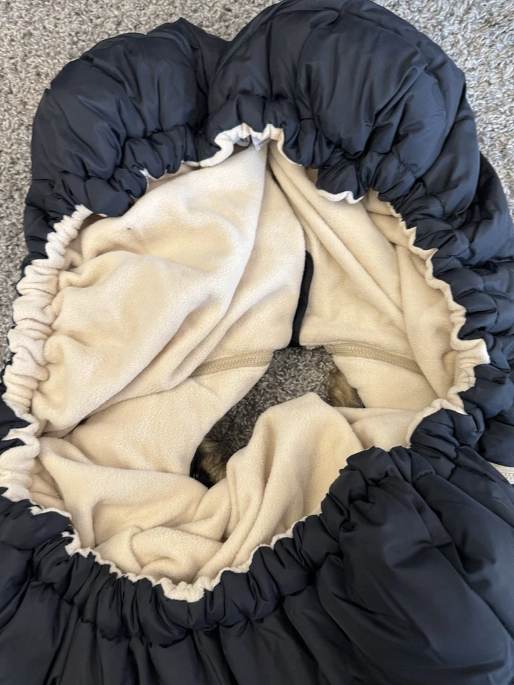 7 AM Enfant Car Seat Cover Cocoon Tundra Collection Black Faux Fur Trim Winter - Image 3 of 4