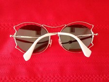 AUTHENTIC MIU MIU SMU50S ZVN-1CO 3N 57/19 140 SILVER TONE SUNGLASSES w/ CASE