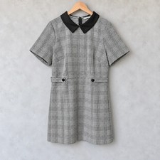Abito George nero bianco colletto a quadri taglia 12 manica corta mod preppy ufficio anni 60