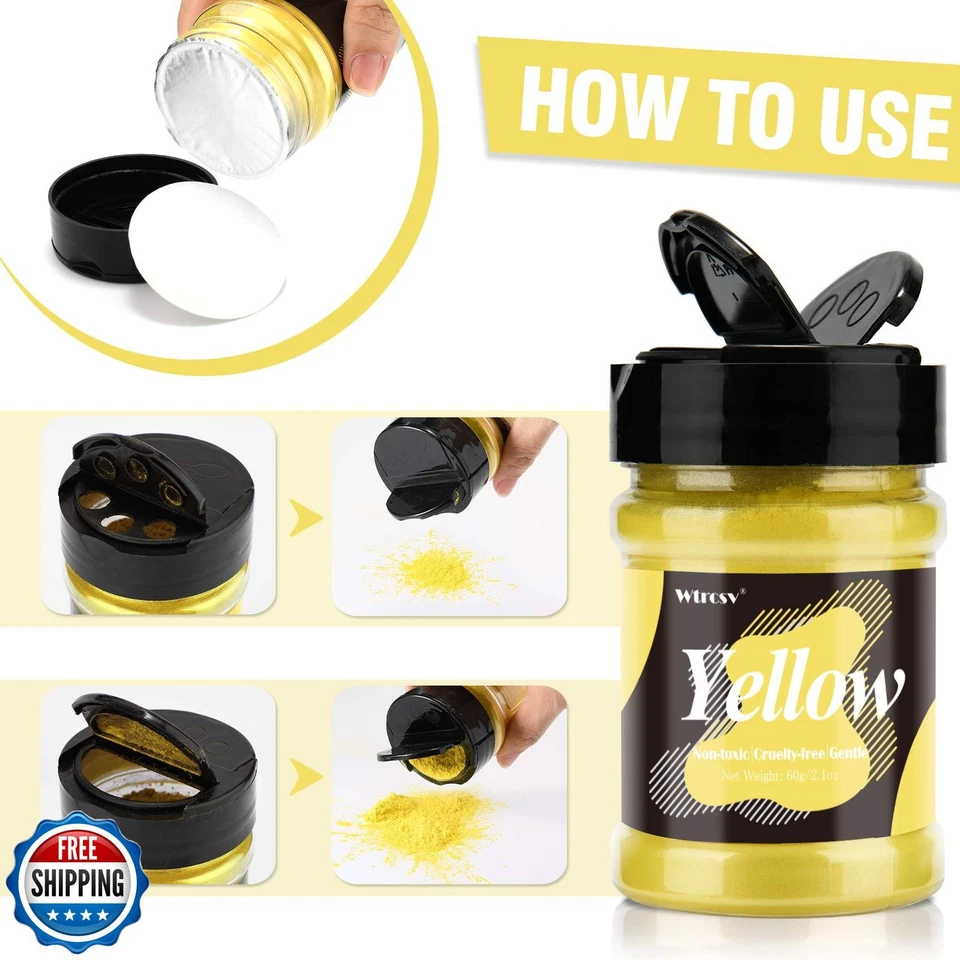 Yellow Mica Powder - 2.1 Ounces/ 60 Grams - Natural Epoxy Resin Dye –Mica Pow - Image 2 of 4