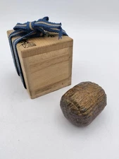 Vintage incense container Shigaraki straw bag Ueda Toshikata wooden box Kogo