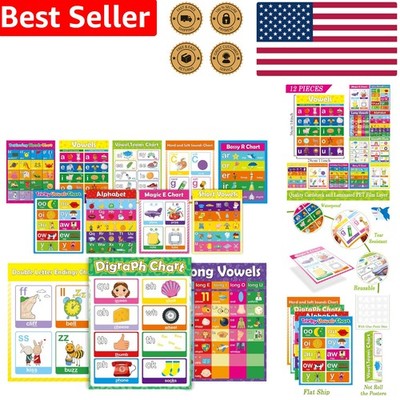 12 Vibrant Phonics Posters for Language Learning - Decorative Wall Charts