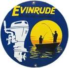 VINTAGE EVINRUDE OUTBOARDS PORCELAIN DEALERSHIP SIGN SALES SERVICE MOTOR OIL GAS