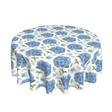 Spring Floral Tablecloths 70 Inch Blue Hydrangea Flower Decorative Round Tabl...