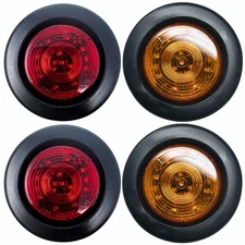 2.5" Round 12 LED Light Truck Trailer Side Marker Clearance Kit 2 Red & 2 Amber