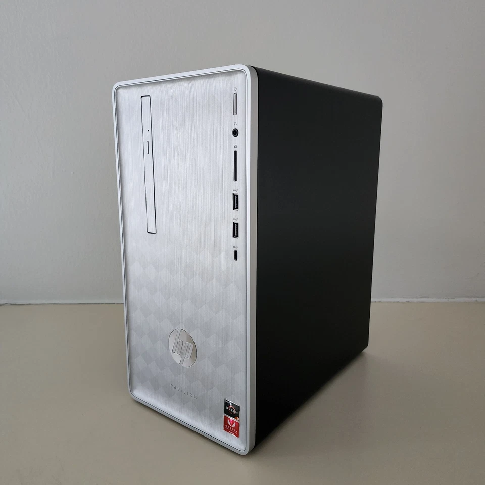 HP Pavilion 590-p0077c Mini Tower PC - Ryzen 3 - 8GB RAM - 512GB SSD - Silver - Image 3 of 4