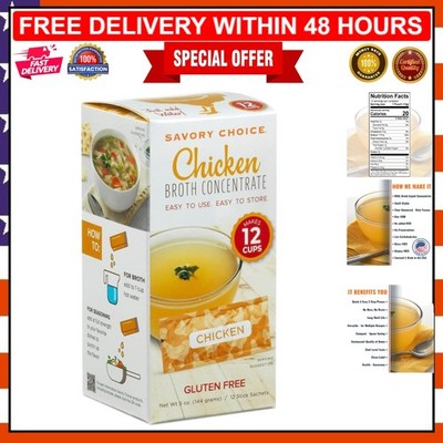 Rich Flavor Chicken Broth Concentrate - 12 Single-Serve Packets, Dairy-Free