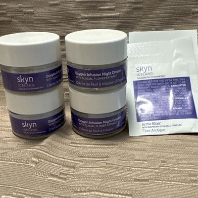 SKYN ICELAND LOT OF 4 OXYGEN INFUSION NIGHT Cream .49 oz & 2-Sample of Elixir #2