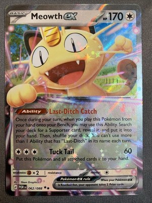 Meowth ex 062/088 Me03: Perfect Order Holo Pokemon Basic Card Double Rare