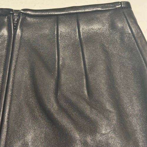 Vintage Y2K Hugo Buscati Milano Black Leather Straight Pencil Skirt Size 00 XXS - Picture 5 of 9