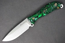Busse Custom RadioActive Duty .165” Satin INFI Blade,  Full Green Matrix Handle