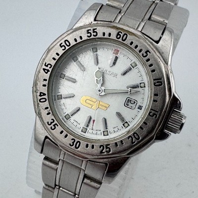 Pulsar GF Quartz Watch V782-6C60 Women Silver Fixed Bezel Analog New Battery 6''