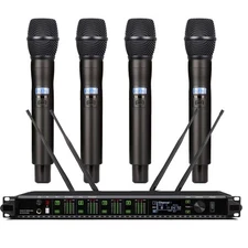 MiCWL AD4Q Wireless Microphones 4 KSM9 Cardioid Handheld 4 LED Channel Sing Set
